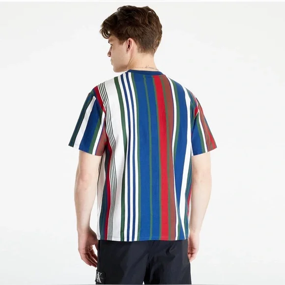 Men’s S & M Guess Originals Pat Vertical Striped Tee- Relaxed Fit - Unisex - Picture 4 of 14